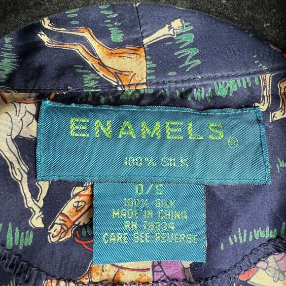Enamels 100% Silk Robe Kimono Vintage Equestrian Horse Print One Size - Picture 6 of 7